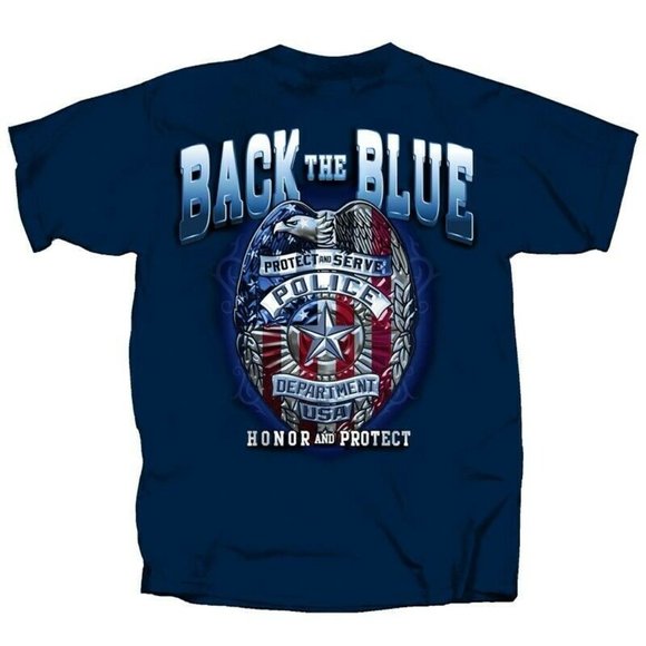Police Back The Blue Short Sleeve T-Shirt - NEW Fast Ship - Picture 1 of 4